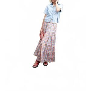 NEW BROOKS AVENUE triple tiered maxi skirt in sumner pink